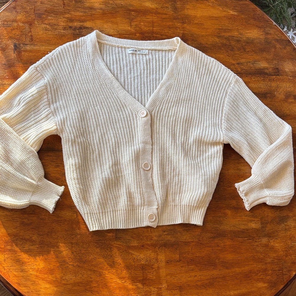 SHEIN Cream V-Neck Cardigan